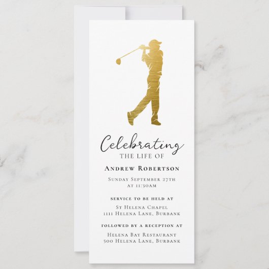 Golfer-Beerdigung Digitale Veranstaltung Einladung (Vorderseite)