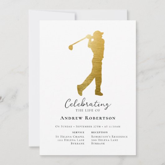 Golfer-Beerdigung Einladung (Vorderseite)