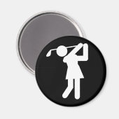 Golfer bei Weibchen - Golf-Symbol Magnet (Vorderseite/Rückseite)