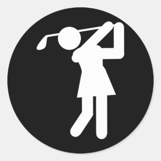 Golfer bei Weibchen - Golf-Symbol Runder Aufkleber