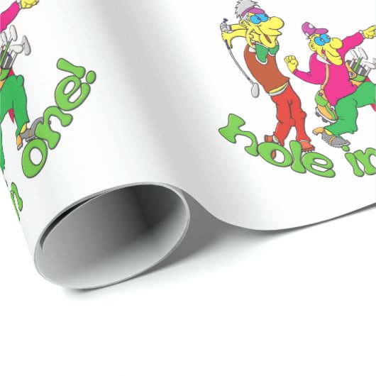 Golfer bekommt ein Loch in einem Geschenkpapier (Rolleneckpunkt)