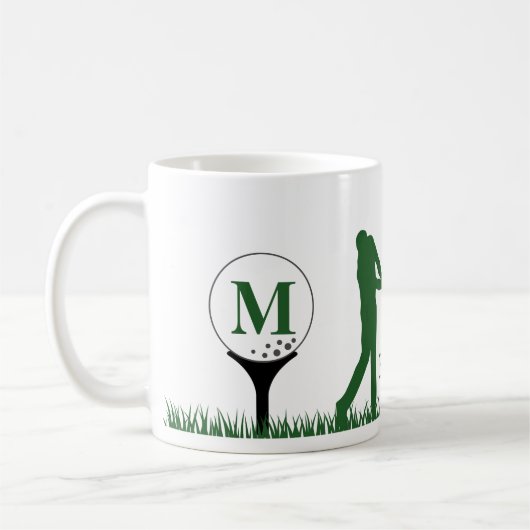 Golfer BEST VATER BY PAR Monogramm Kaffeetasse (Links)
