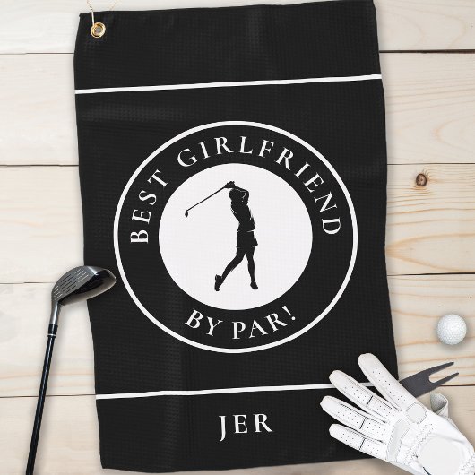 Golfer Beste Freundin von Par Monogram Sport Black Golfhandtuch