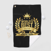 Golfer Black and Gold 5 Sterne Golfhandtuch (Insitu)