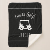 Golfer | Black Golf Cart Mit Monogramm Sports Sherpadecke (Vorderseite)