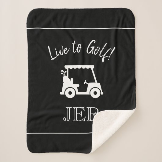 Golfer | Black Golf Cart Mit Monogramm Sports Sherpadecke (Vorderseite)