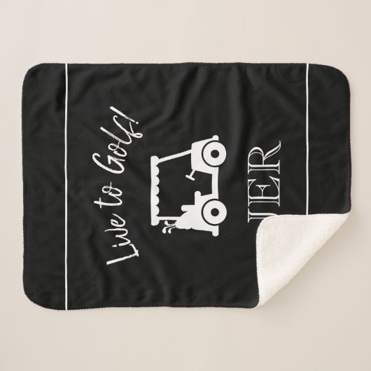 Golfer | Black Golf Cart Mit Monogramm Sports Sherpadecke (Vorderseite (Horizontal))