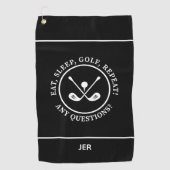 Golfer Black Modern Sports Pro Equipment Monogram Golfhandtuch (Vorderseite)
