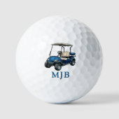 Golfer Blue Cart Personalized 3 Initial Monogram Golfball (Vorderseite)