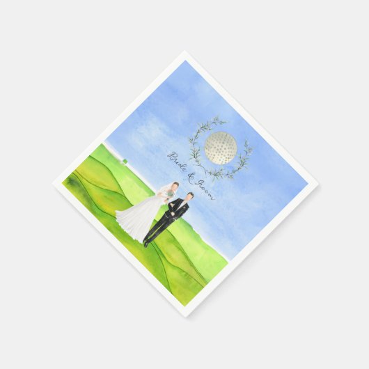 Golfer Braut und Bräutigam für Golfer Hochzeit Par Serviette (Ecke)