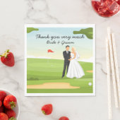 Golfer Bride and Groom Wedding auf Golfplatz Serviette (Beispiel)