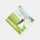 Golfer Bride and Groom Wedding auf Golfplatz Serviette (Ecke)