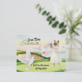 Golfer Bride Wedding Bachelorette für Liebhaber de Postkarte (Stehend Vorderseite)