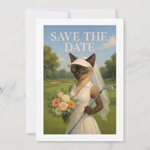 Golfer Cat Bride Turnier Save the Date Hochzeit Einladung