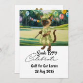 Golfer Cat Geburtstagsparty Einladung (Vorne/Hinten)