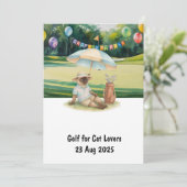 Golfer Cat Geburtstagsparty Einladung (Stehend Vorderseite)