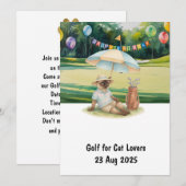 Golfer Cat Geburtstagsparty Einladung (Vorne/Hinten)