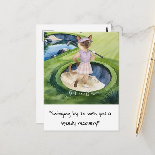 Golfer Cat Liebhaber kommen bald schnell wieder zu Postkarte (Vorderseite/Rückseite Beispiel)