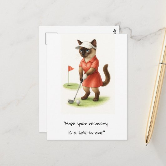 Golfer Cat Liebhaber kommen bald schnell wieder zu Postkarte (Vorderseite/Rückseite Beispiel)