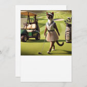 Golfer Cat Turnier Einladung (Vorne/Hinten)