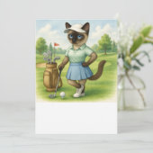 Golfer Cat Turnier Einladung (Stehend Vorderseite)