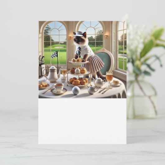 Golfer Cat Turnier Einladung (Stehend Vorderseite)