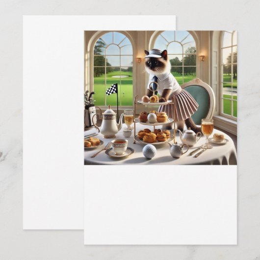 Golfer Cat Turnier Einladung (Vorne/Hinten)