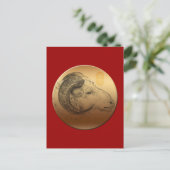 Golfer chinesischer Ram Jahr 2 Postkarte (Stehend Vorderseite)