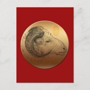 Golfer chinesischer Ram Jahr 2 Postkarte