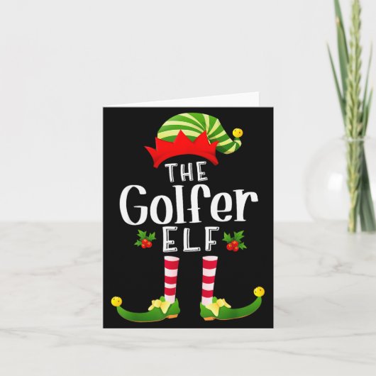 Golfer Christmas Elf Matching Pajama X-mas Party Karte (Vorderseite)