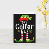 Golfer Christmas Elf Matching Pajama X-mas Party Karte (Gelbe Blume)
