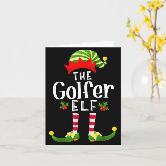 Golfer Christmas Elf Matching Pajama X-mas Party Karte (Gelbe Blume)