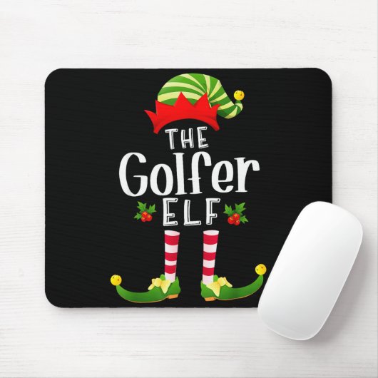 Golfer Christmas Elf Matching Pajama X-mas Party Mousepad (Mit Mouse)
