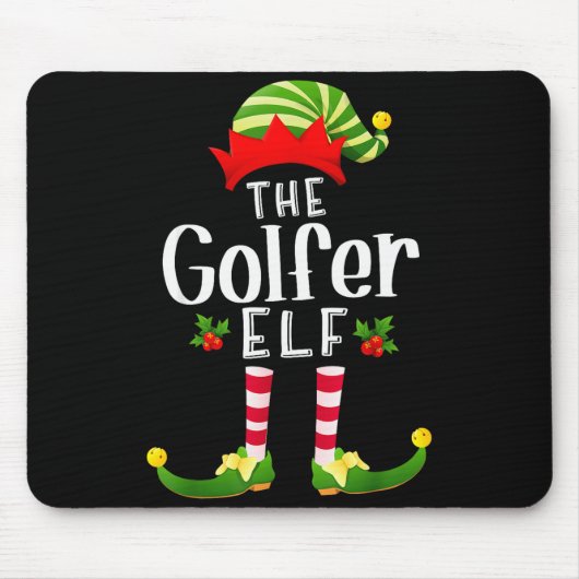 Golfer Christmas Elf Matching Pajama X-mas Party Mousepad (Vorne)