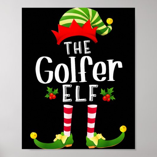 Golfer Christmas Elf Matching Pajama X-mas Party Poster (Vorne)
