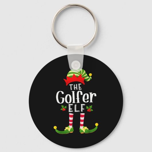 Golfer Christmas Elf Matching Pajama X-mas Party Schlüsselanhänger (Vorderseite)