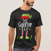 Golfer Christmas Elf Matching Pajama X-mas Party T-Shirt (Vorderseite)