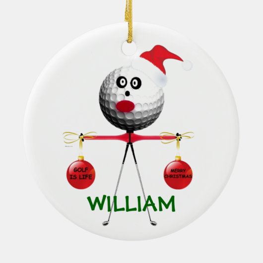 Golfer Christmas Keramik Ornament (Hinten)