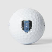 Golfer Crest Crossed Clubs Initial Black Blue Golfball (Vorderseite)