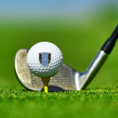 Golfer Crest Crossed Clubs Initial Black Blue Golfball