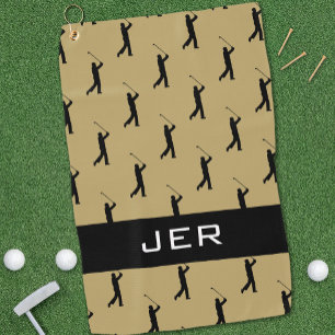 Golfer Custom Mit Monogramm Pattern Gold Black Pro Golfhandtuch