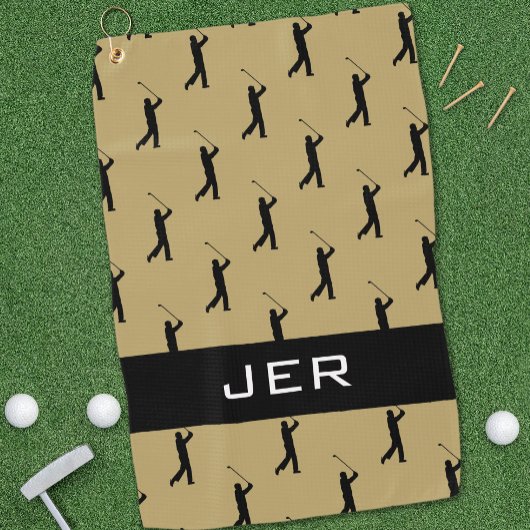 Golfer Custom Mit Monogramm Pattern Gold Black Pro Golfhandtuch