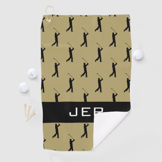 Golfer Custom Mit Monogramm Pattern Gold Black Pro Golfhandtuch (Insitu)