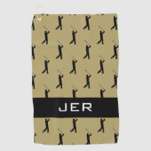 Golfer Custom Mit Monogramm Pattern Gold Black Pro Golfhandtuch (Vorderseite)