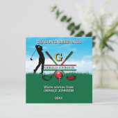 Golfer Customized Christmas Monogram Design Feiertagskarte (Stehend Vorderseite)