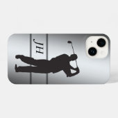 Golfer der schwarzen Silhouette auf Silver Monogra iPhone Hülle (Rückseite (Horizontal))