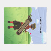 Golfer des personalisierten Cartoon Fleecedecke (Vorderseite (Horizontal))