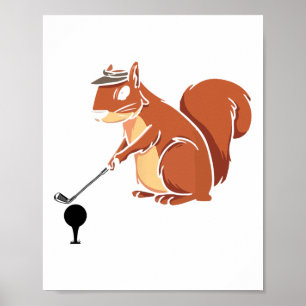 Golfer-Eichhörnchen mit Golf Club - Golfplatz S Poster