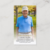 Golfer Einfache Foto Beerdigung Gedenkkarte Visitenkarte (Vorderseite)