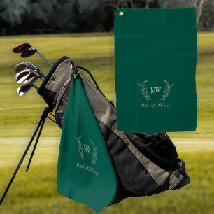 Golfer elegantes monogrammiertes dunkelgrün golfhandtuch